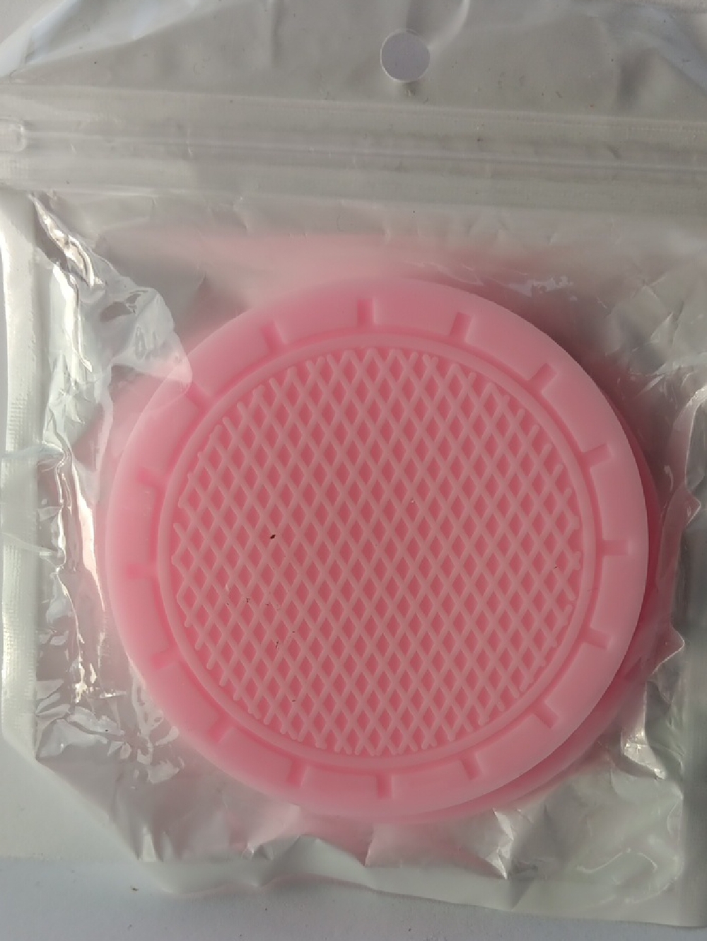 Pink  CAR COASTERS Silicone Round Textured Mold